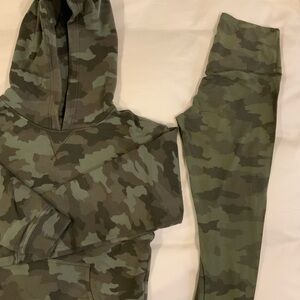 Lululemon Camouflage Fleece Hoodie and Align Leggings 25”